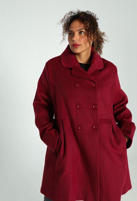 Bordo Kruvaze Geniş Kesim Oversize Düğme Kapamalı Premium Kaşe Kaban