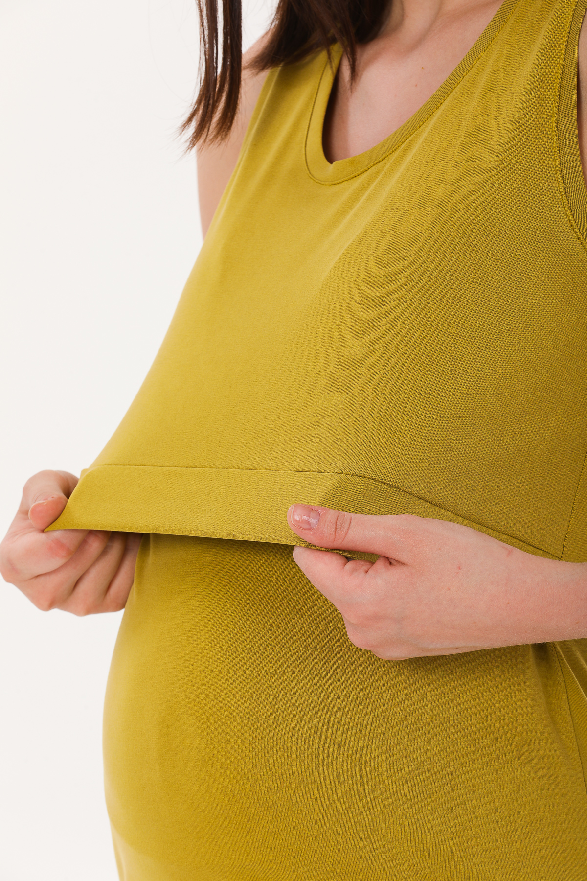 Sarı Emzirme Özellikli Askılı Hamile Tişörtü