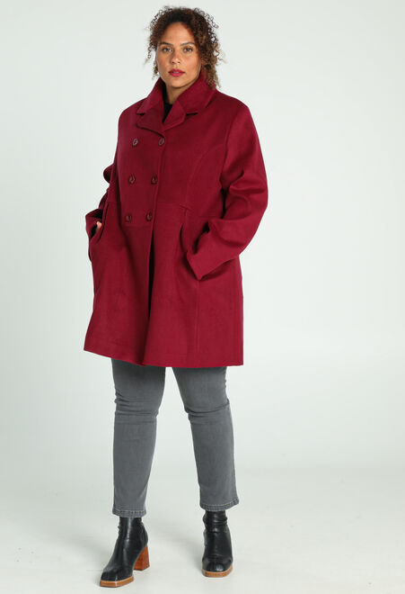 Bordo Kruvaze Geniş Kesim Oversize Düğme Kapamalı Premium Kaşe Kaban