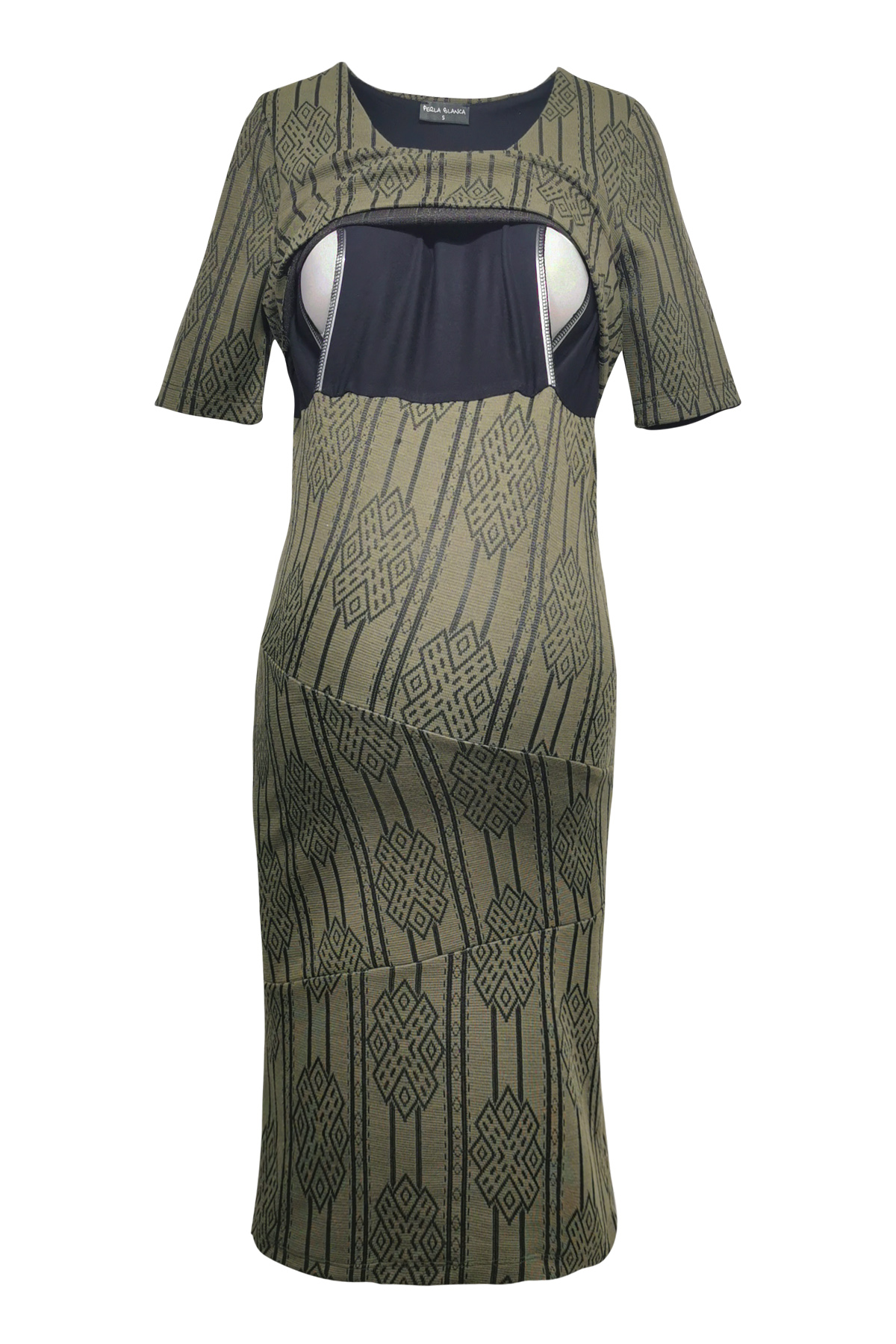 Emzirme Özellikli Haki Renk Elbise