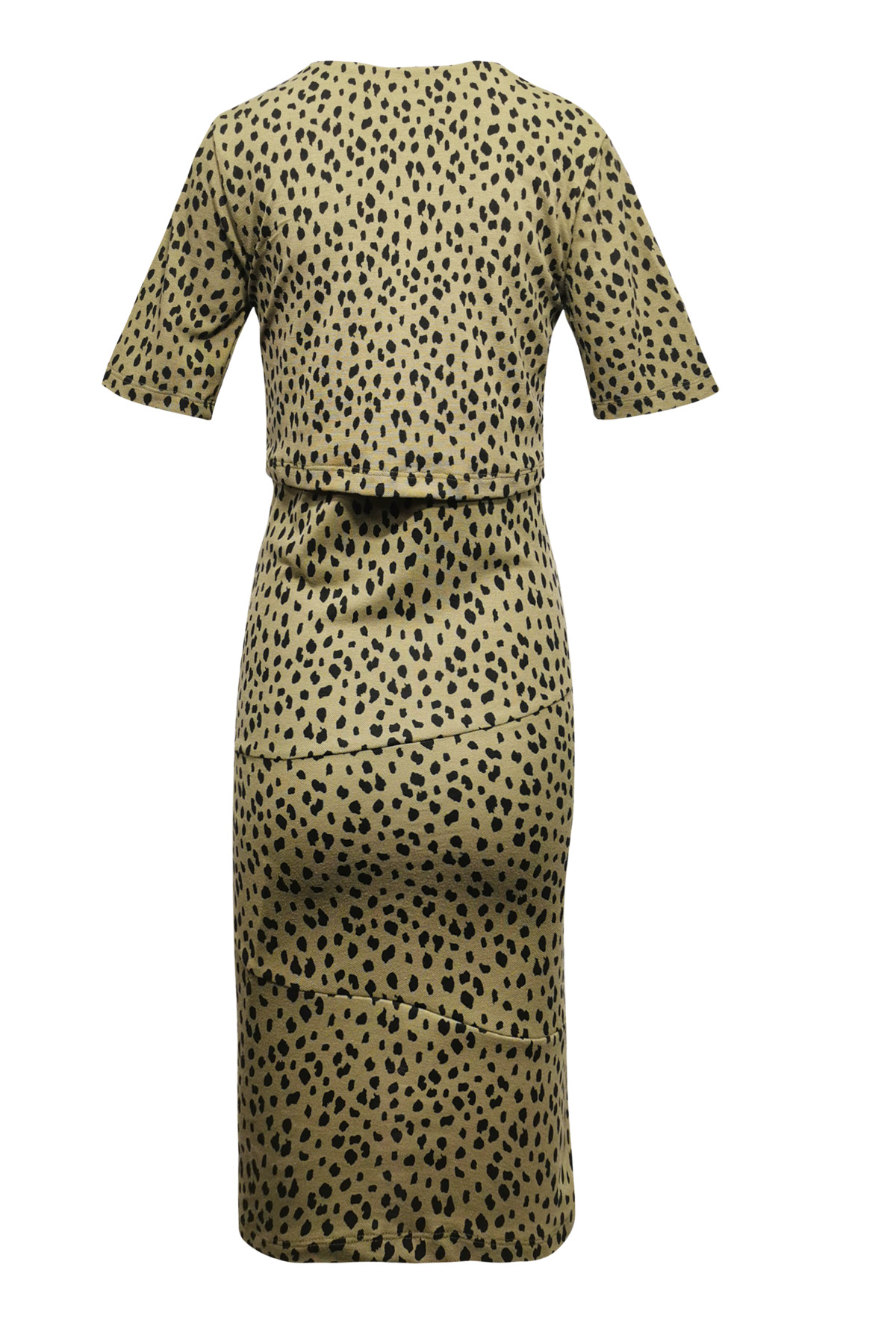 Emzirme Özellikli Yeşil Puantiyeli Hamile Elbise