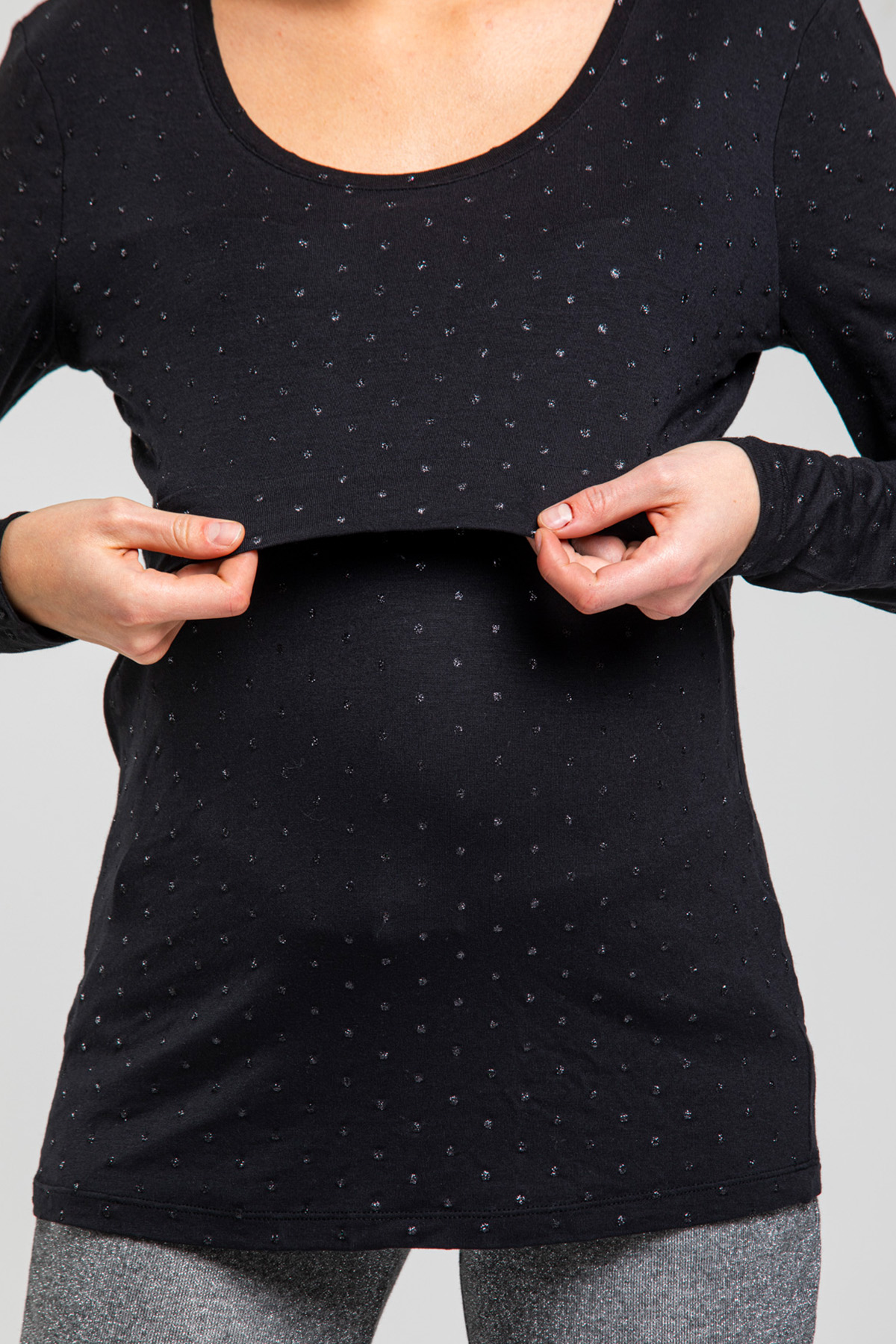 Perla Blanca Siyah Dark Drops Emzirme Özellikli Hamile Bluz 