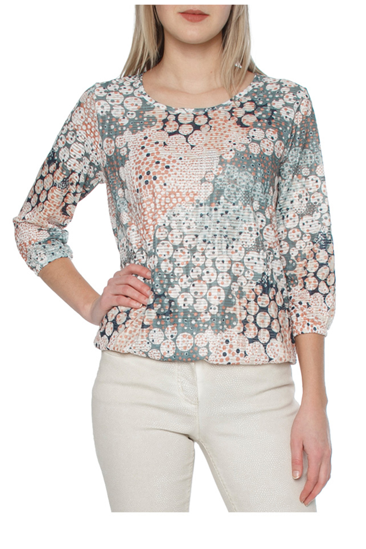 Multicolor Dijital Baskılı Beli Lastikli Bluz