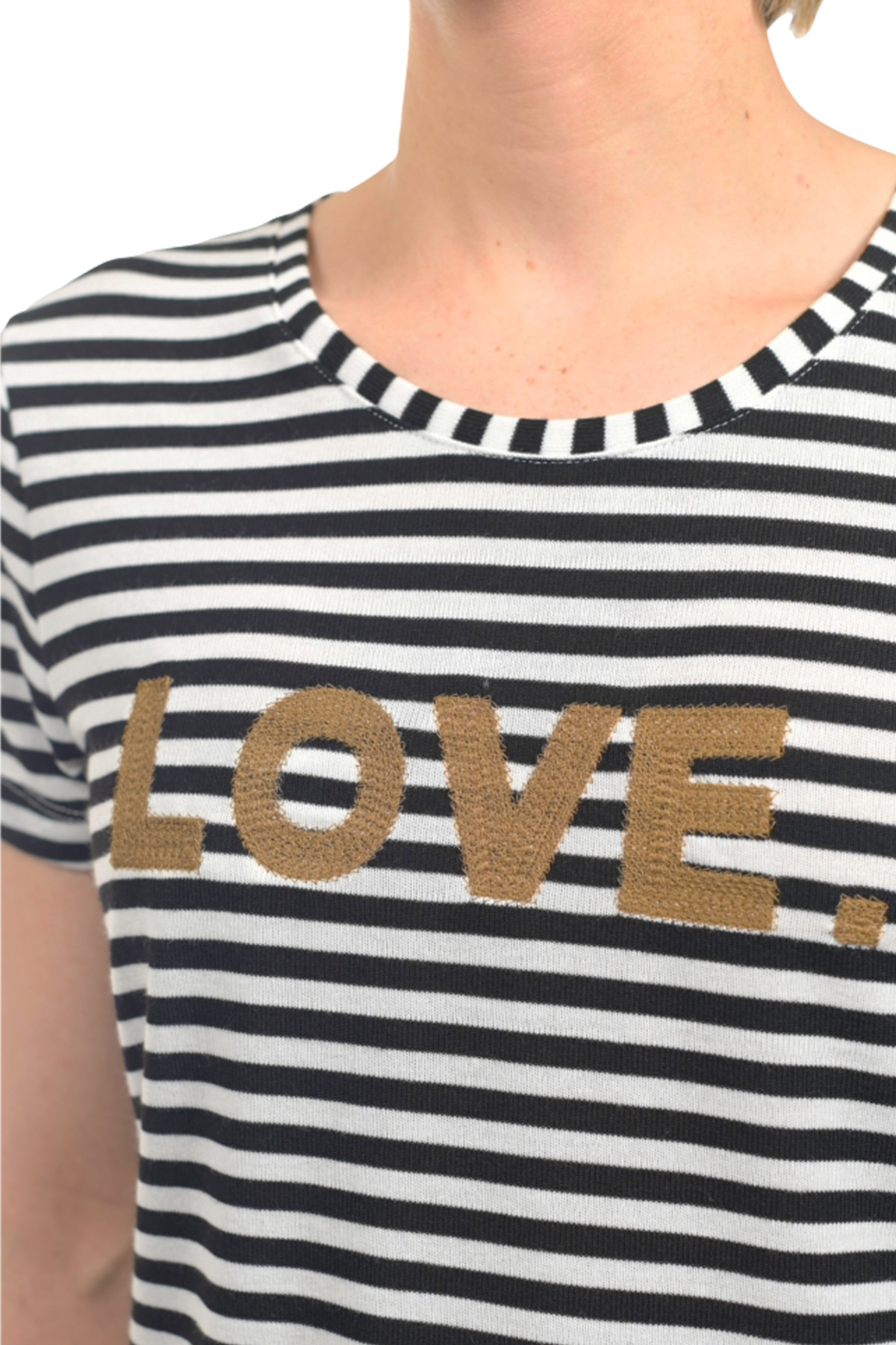 Love Siyah Beyaz Çizgili Tişört