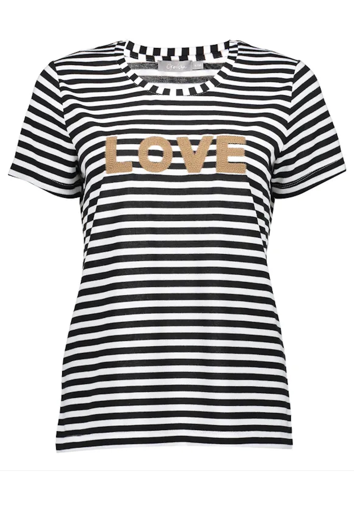 Love Siyah Beyaz Çizgili Tişört