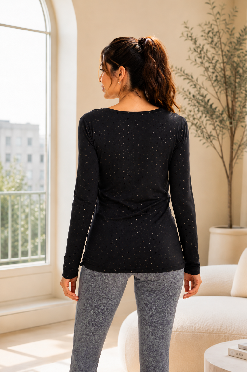Perla Blanca Siyah Dark Drops Emzirme Özellikli Hamile Bluz 