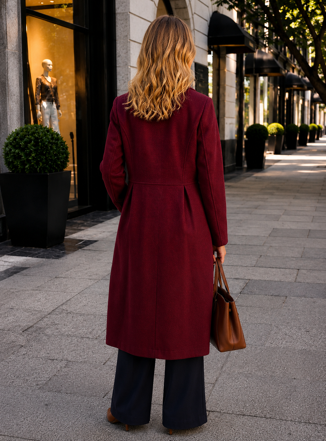 Bordo Kruvaze Geniş Kesim Oversize Düğme Kapamalı Premium Kaşe Kaban