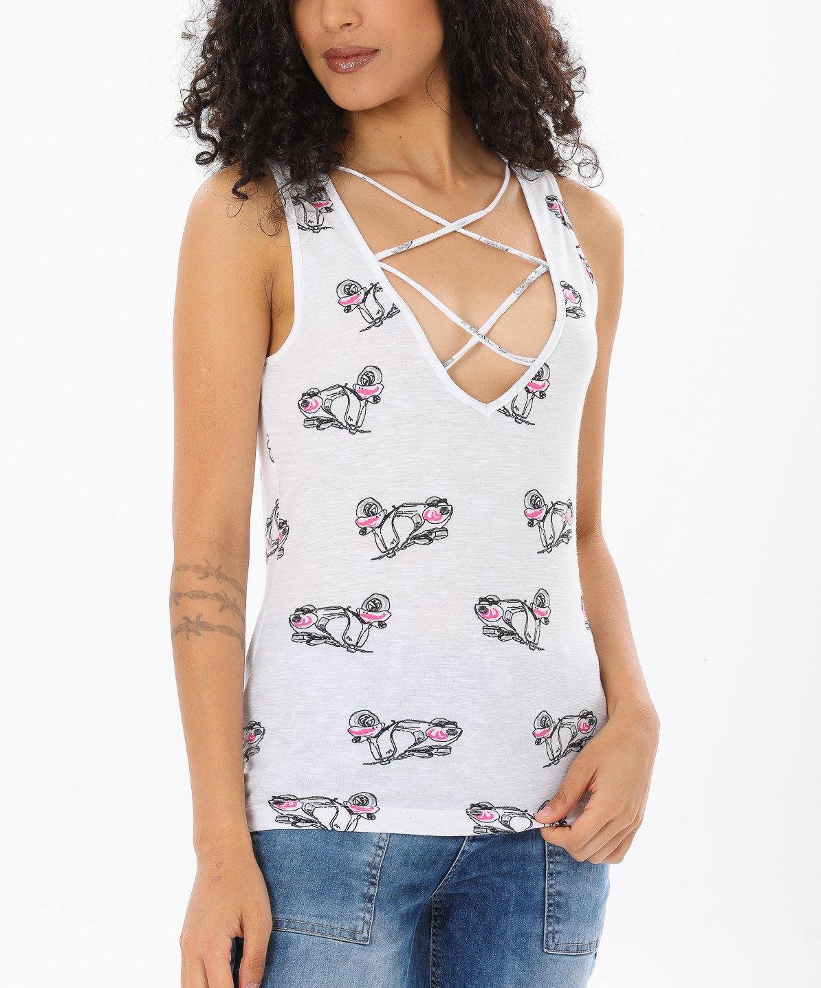 Perla Beyaz Desenli  Atlet