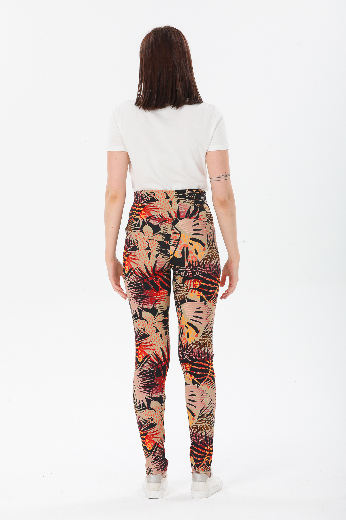 Renkli Çiçek Desenli Hamile Taytı