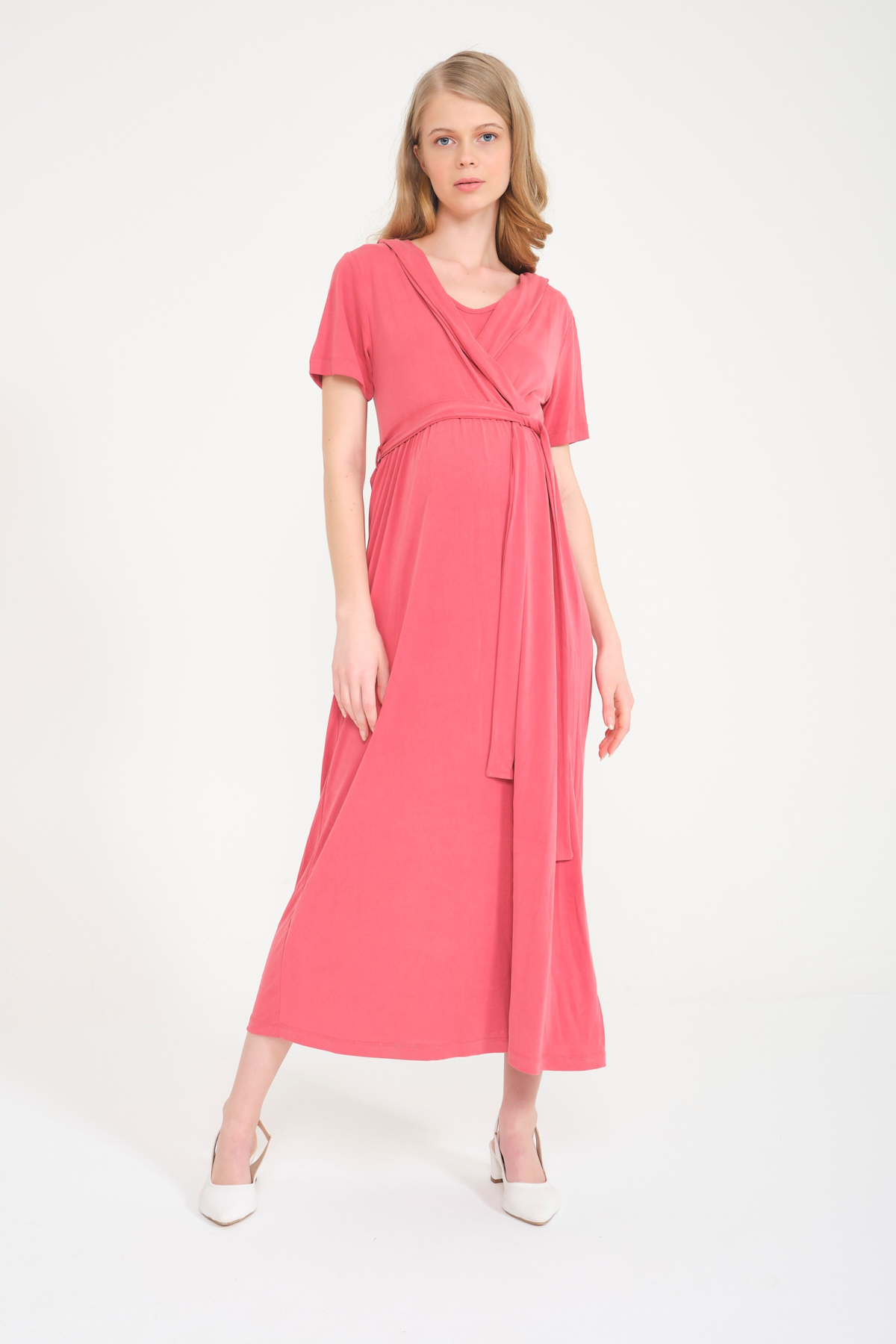 Fuşya Renkli Emzirme Özellikli Hamile Elbisesi