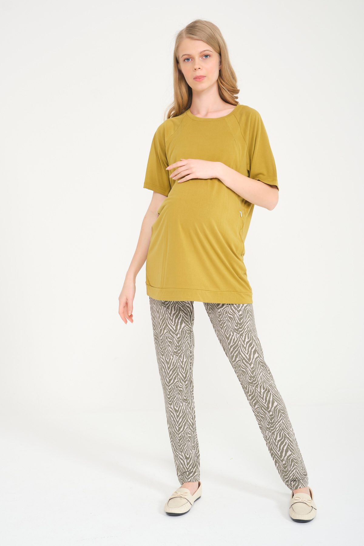 Sarı Emzirme Özellikli Hamile Tişörtü