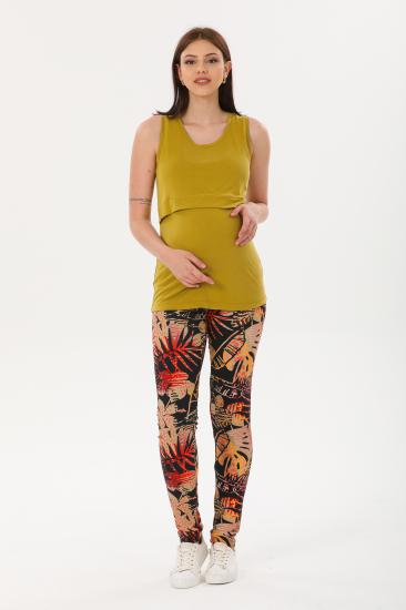 Sarı Emzirme Özellikli Askılı Hamile Tişörtü