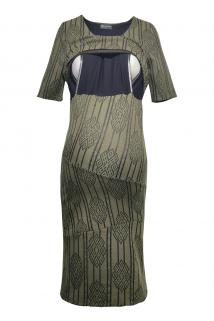 Emzirme Özellikli Haki Renk Elbise