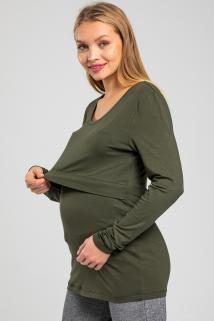 Emzirme Özellikli Haki Renk Hamile Bluz