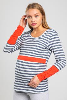 Emzirme Özellikli Çizgi Desenli Hamile Bluz