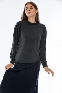 Omuz Vatkalı Kollar Büzgülü Modal Bluz