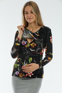 Çiçek Desenli Multicolor Hamile Emzirme Bluz
