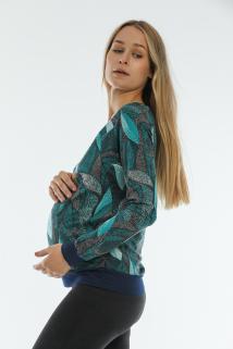 Yeşil Tonlar Gizli Fermuarlı Emzirme Özellikli Hamile Bluz