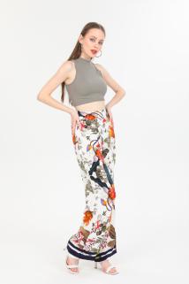 Botanik Desen Fermuarlı Pantolon