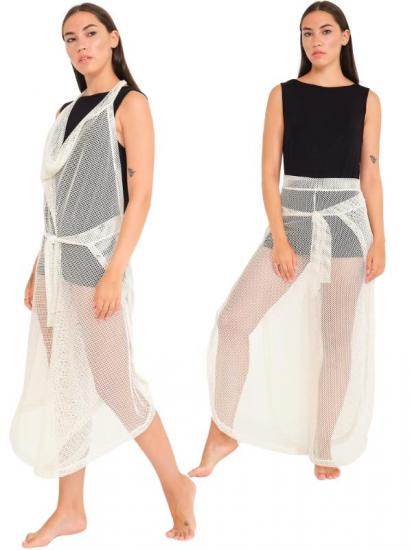 Beyaz Renkli Pantolon Ve Elbise Özellikli Kemerli Tül Pareo