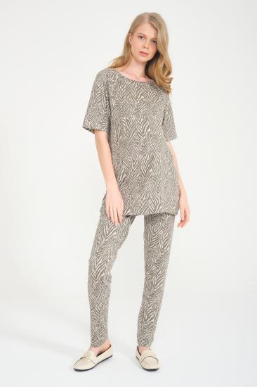 Yeşil Kamuflaj Desenli Emzirme Özellikli Hamile Tişörtü