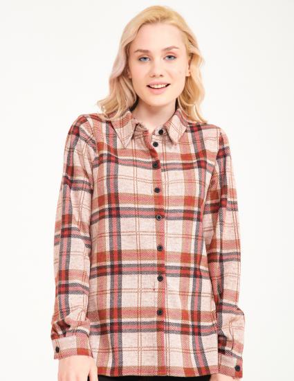 Kırmızı Tonlar Kare detaylı Oduncu Gömleği